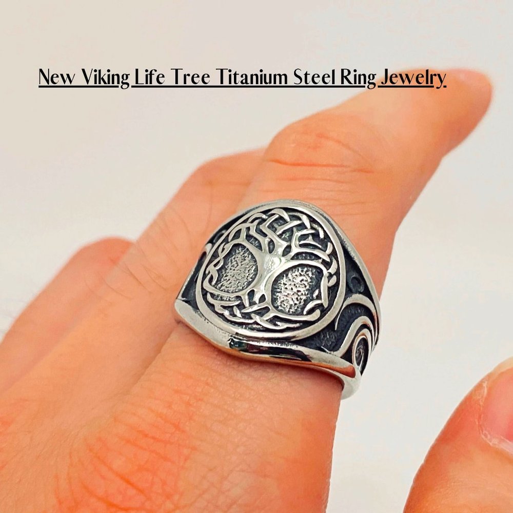 New Viking Life Tree Titanium Steel Ring Jewelry